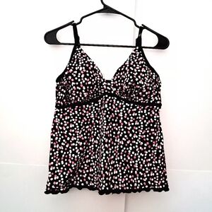 TRIMSHAPER Pink White Polka Dot Women's Tankini One Piece Size 16